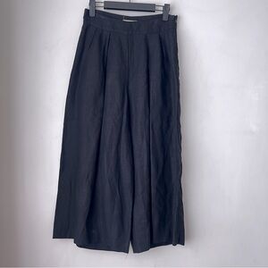 Luisa Et La Luna Black Linen High Rise Cropped Wide Leg Pants 8